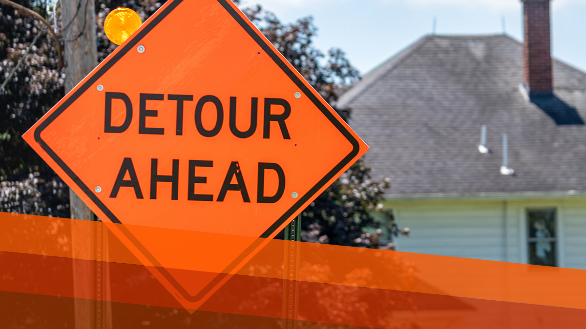 detour ahead sign