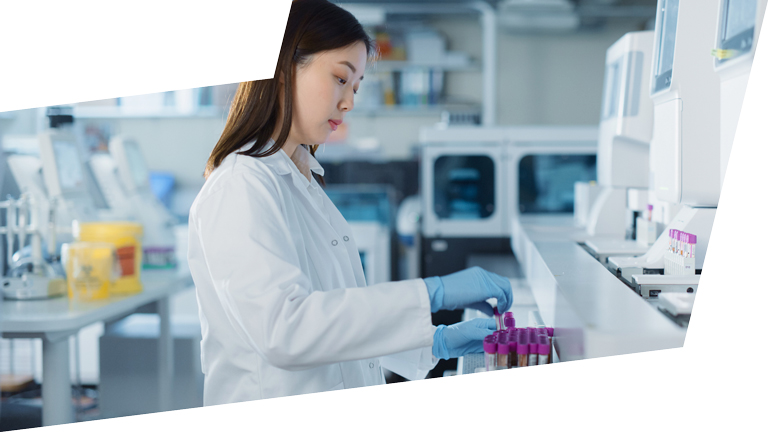 scientist test vials