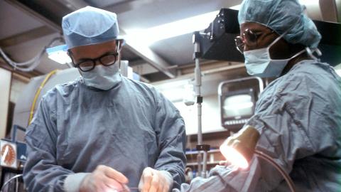 Doctor and nurse in surgery setting