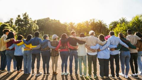 Embracing diversity many people linked together