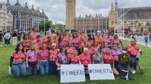 breast cancer awareness campaign - women in front of Westminster