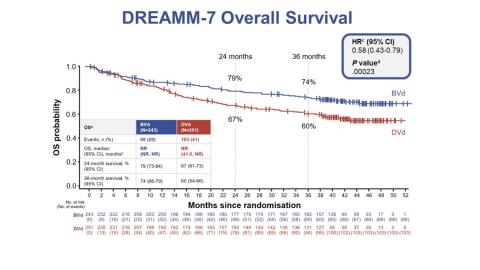 Survival data graph from the DREAMM-7 trial