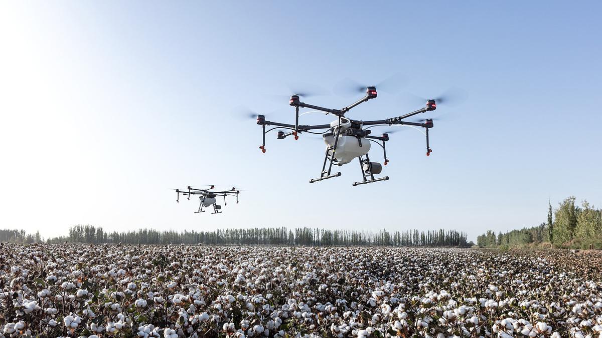 agriculture and drones in flight