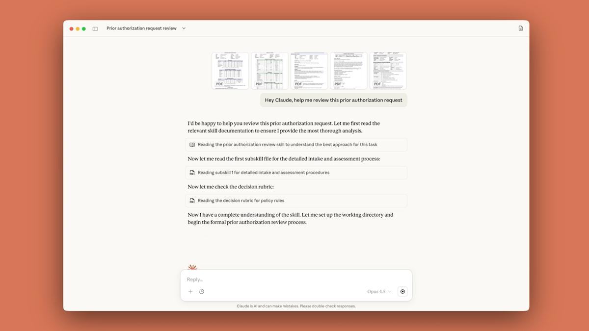 Claude for Healthcare demo screen