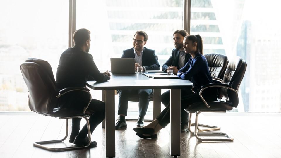Job interview in boardroom