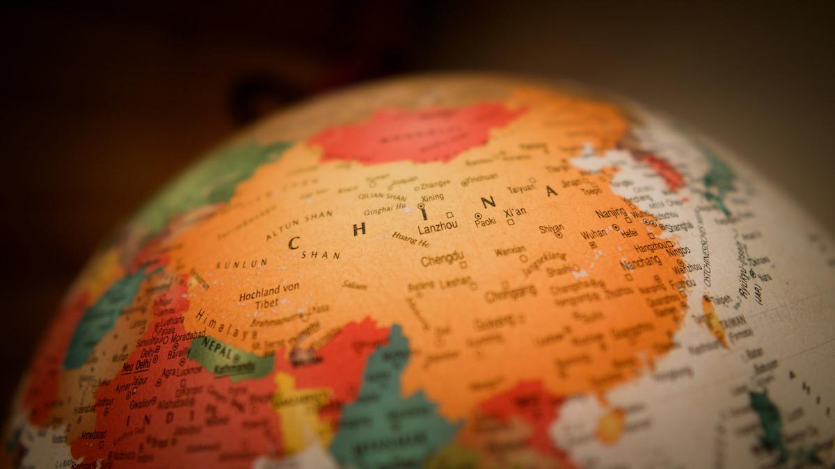 China on a globe