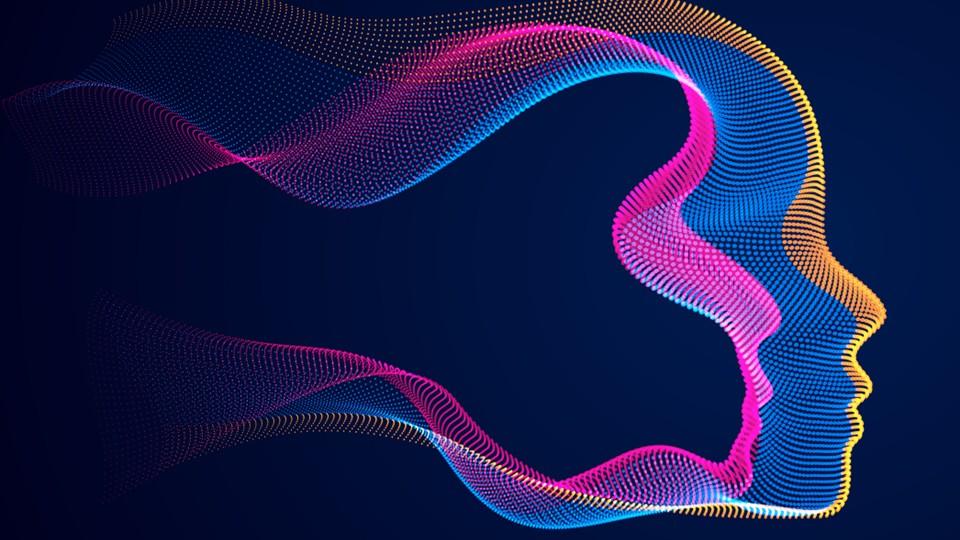 Visual representation of a head of sound waves