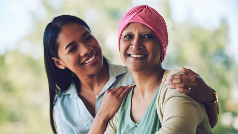 Female cancer survivor and her grown daughter
