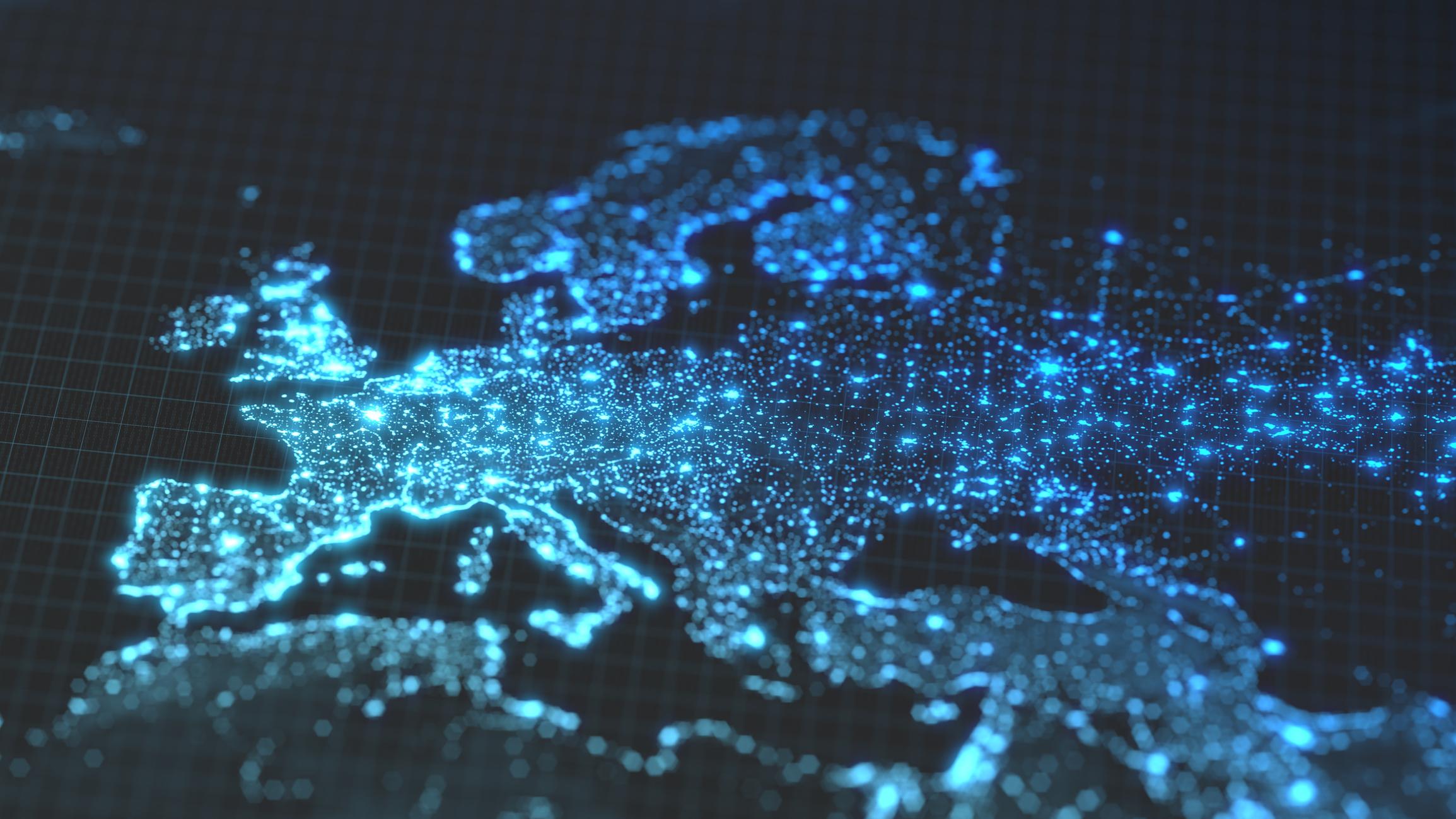 data points of Europe map by night