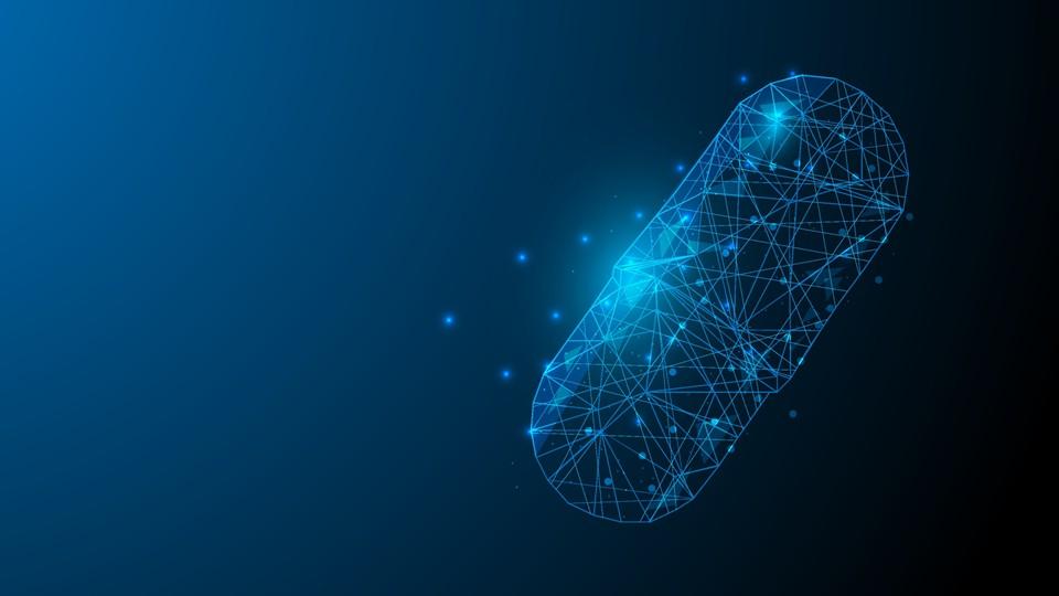 AI in drug discovery, pill concept