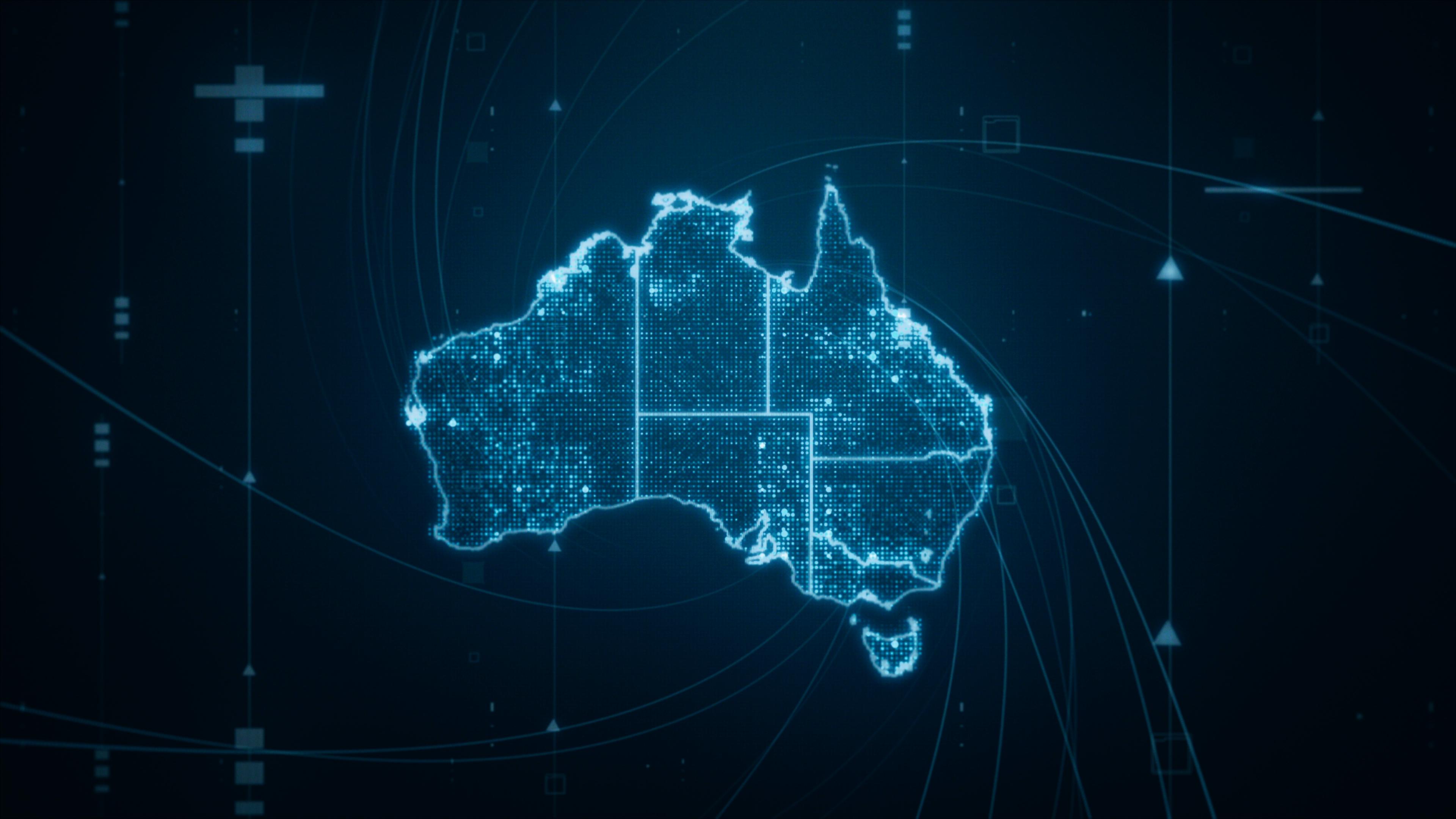 AI digital connectivity concept of Australian map