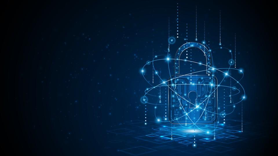 Digital lock - cyber security concept - black background