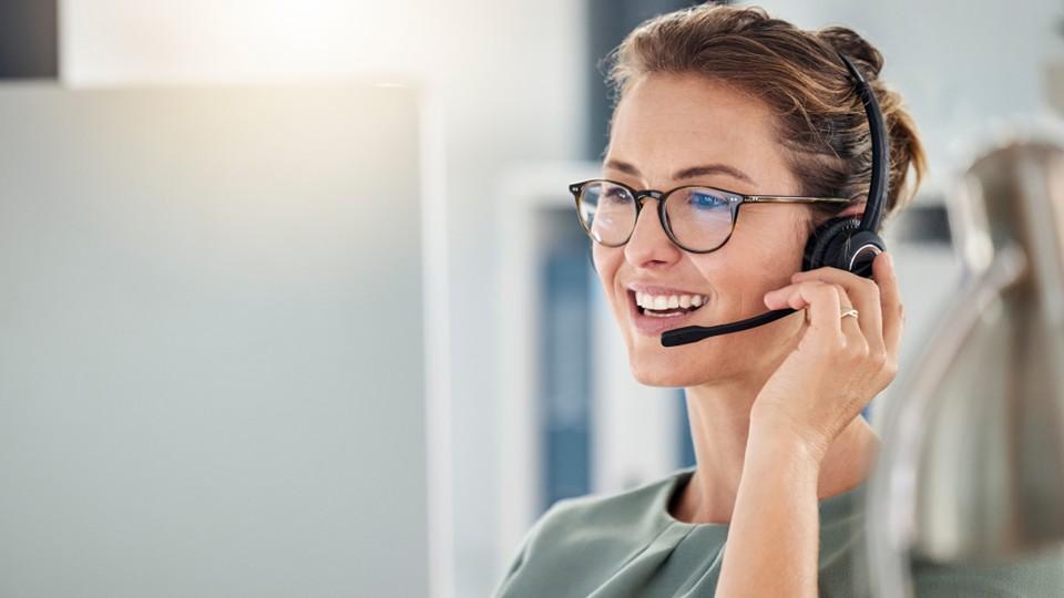 Woman in call centre