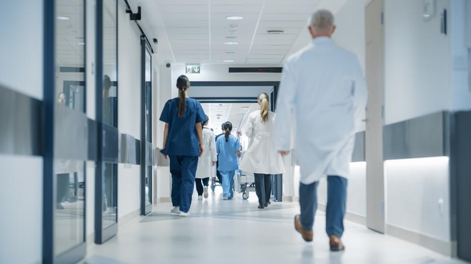 Hospital corridor with HCPs