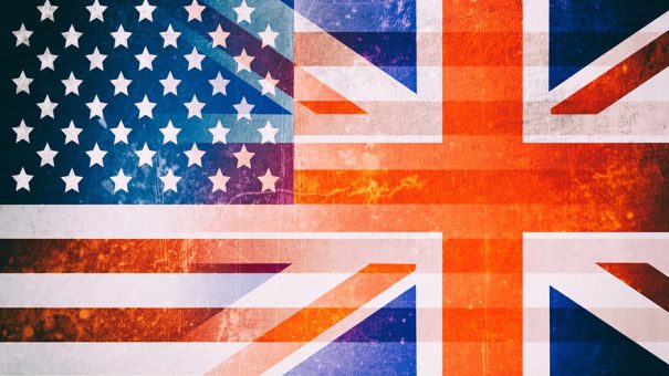 US UK flags blended