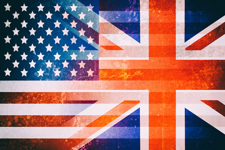 US UK flags blended