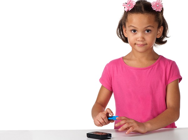 A young diabetic girl appears sparkling although having to test her sugar on a daily basis.