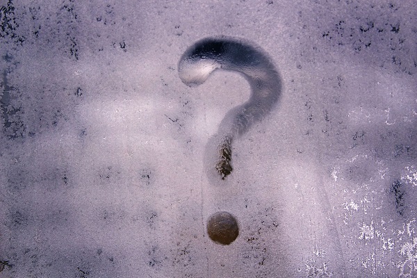 The question mark. Inscription on the frozen glass.
