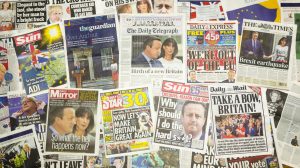 British newspapers reporting Prime Minister David Cameron resigns