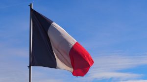 French flag fluttering in the wind