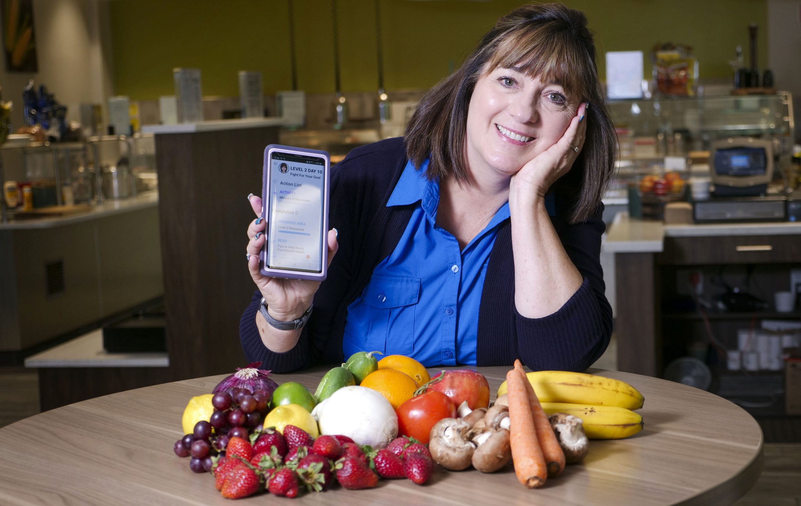 Veggies and fruits galore are the reason for Blue Shield of California employee Kim Stotler’s  smile. “I feel really good for the first time in years,” says Stotler, who lost nearly 20 pounds in the first month of the nonprofit health plan’s new Wellvolution digital lifestyle medicine program. The clinically proven health digital platform gives participating members access to clinically proven health-management resources – the largest in the industry - at no extra cost.