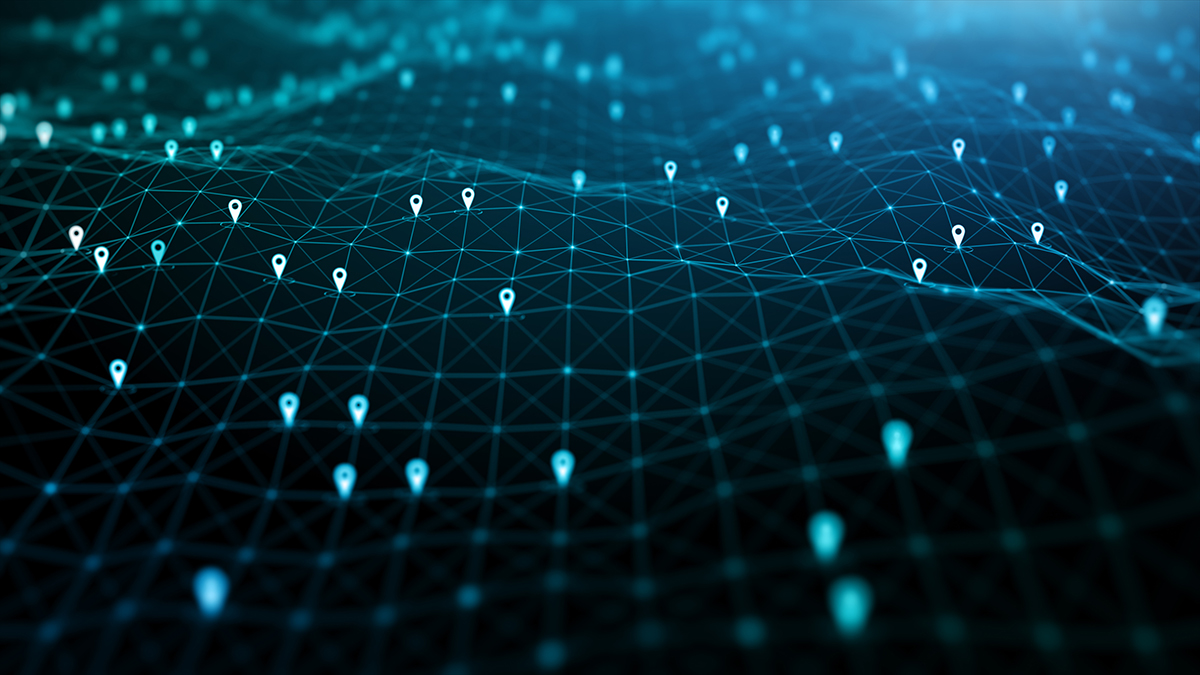 Location icons of gps navigation, Global 5g high speed internet connection and Big data analysis process background