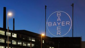 The Bayer Cross in Leverkusen at night